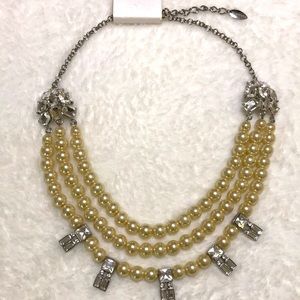 ^ NWT Coldwater Creek Faux Pearl Necklace With Rhinestones…
